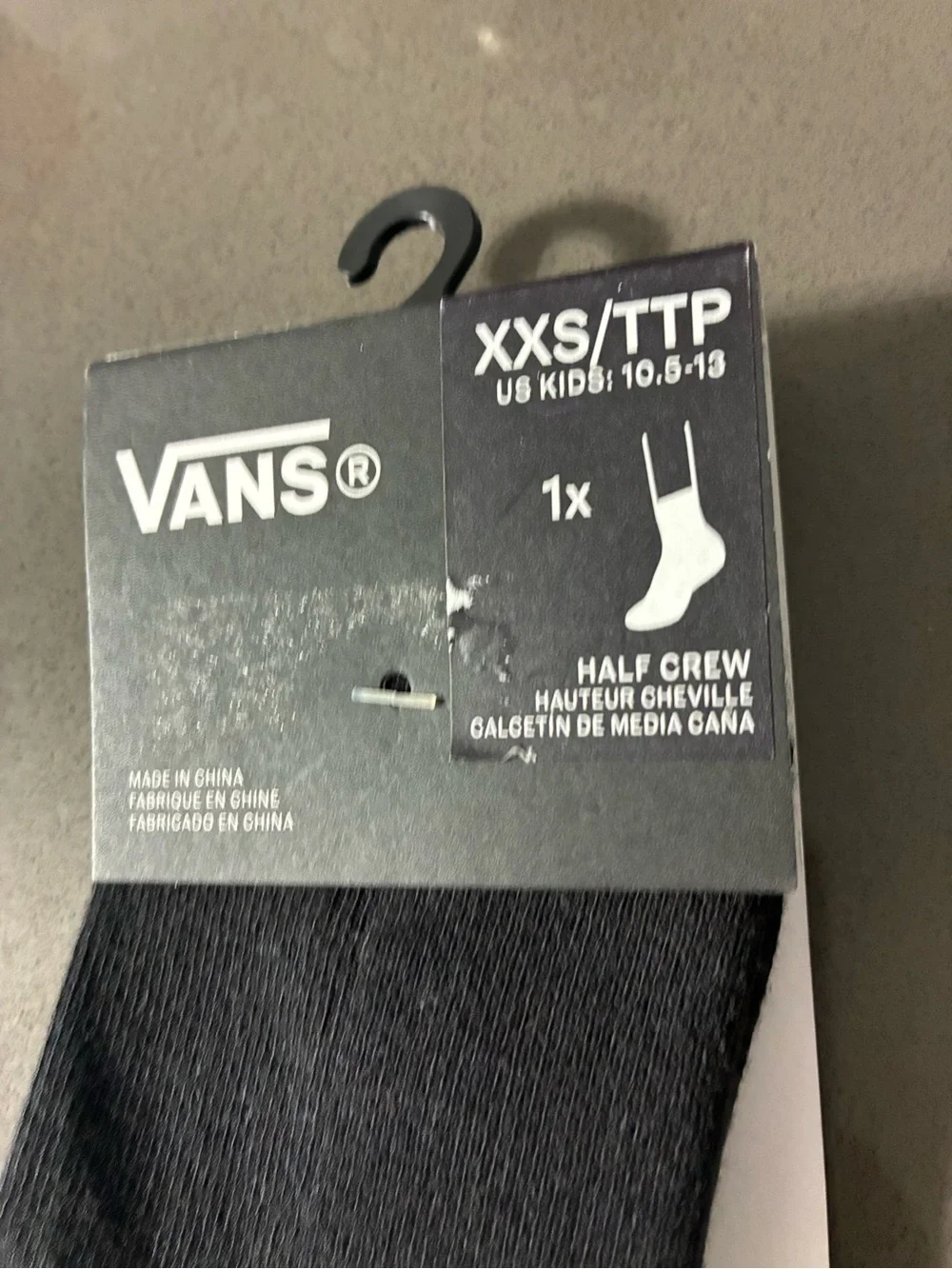 Vans Black Half Crew Athletic Socks with White Logo size 10.5-13 kids